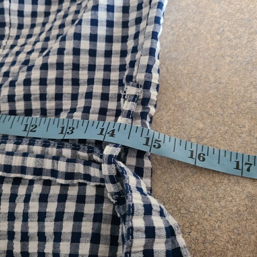Kenar Blue & White Gingham Wide Leg Capri Jumpsuit M - Picture 7 of 11